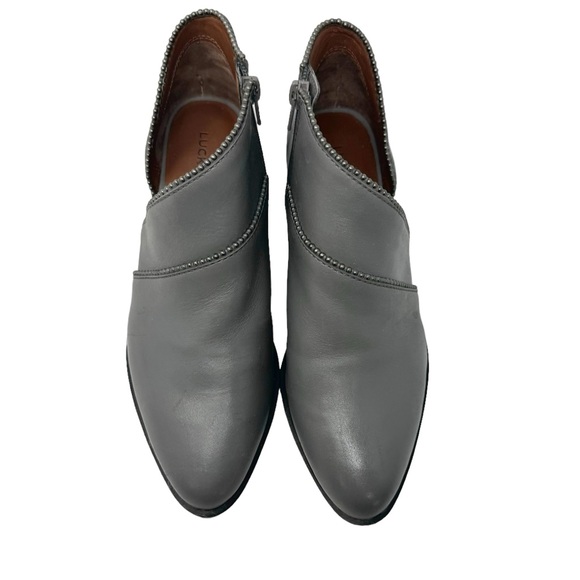 Lucky Brand Prucella Leather D’Orsay Ankle Boots Booties Gray Womens Size 8 - Picture 6 of 11